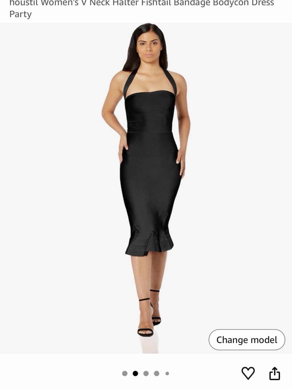 Amazon Black Halter Midi Fishtail Bandage Dress